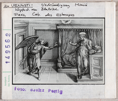 Vorschaubild zu Marcello Venusti: Verkündigung. Kupferstich nach Venusti. Paris, Cabinet des Estampes 